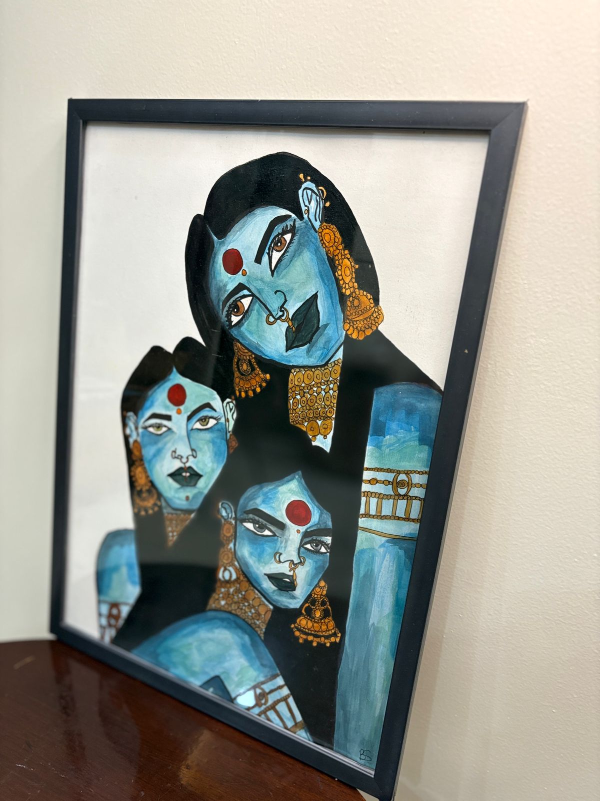 “Divine Trinity” – Handmade Indian Feminine Painting