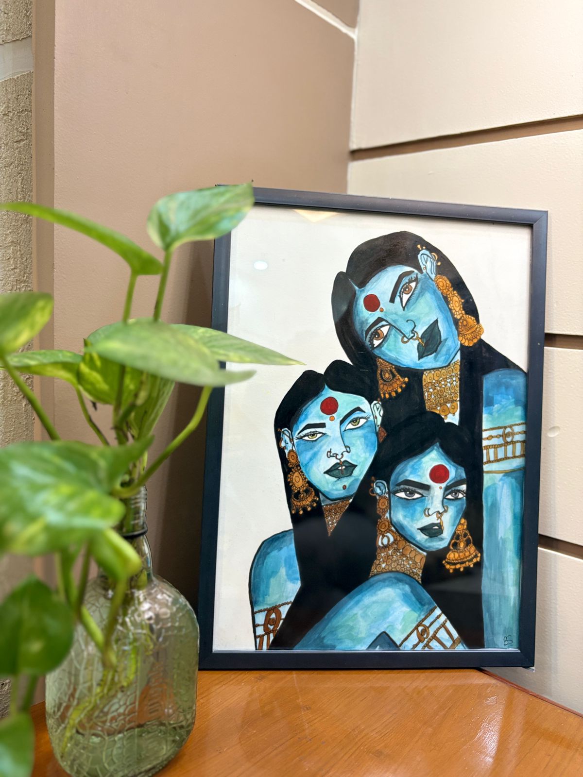 “Divine Trinity” – Handmade Indian Feminine Painting