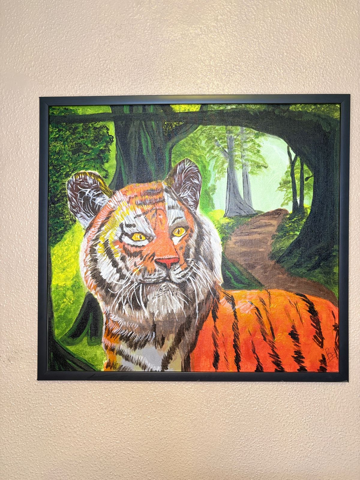"Majestic Guardian"- Handmade Framed Tiger Painting
