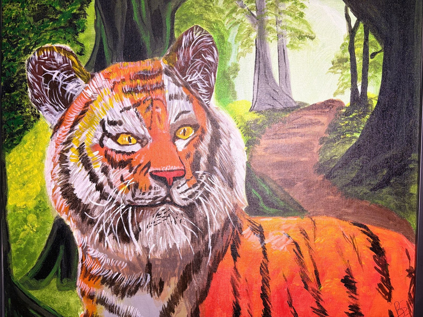 "Majestic Guardian"- Handmade Framed Tiger Painting