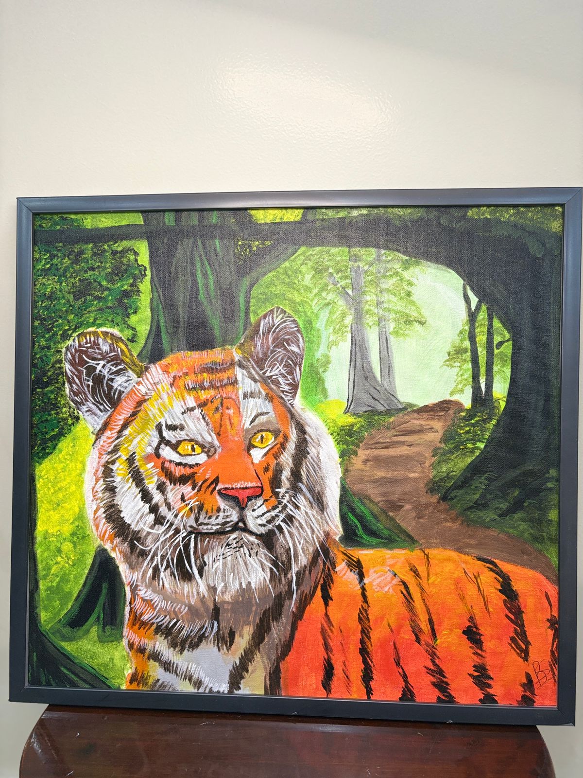"Majestic Guardian"- Handmade Framed Tiger Painting