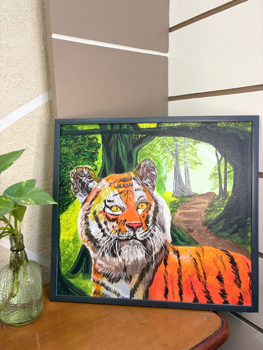 "Majestic Guardian"- Handmade Framed Tiger Painting